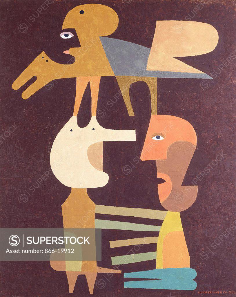Stock Photo: 866-19912 The Secret Link; Le Lien Secret. Victor Brauner (1903-1966). Oil on canvas. Signed and dated 1964. 100 x 81cm.
