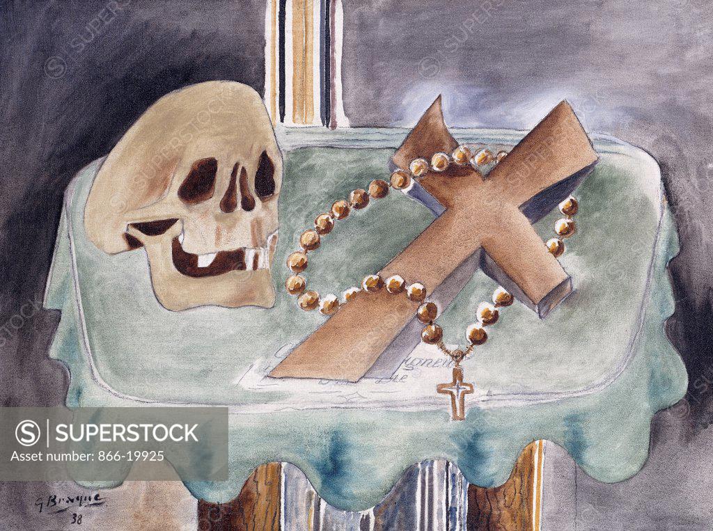 Stock Photo: 866-19925 Vanitas. Georges Braque (1881-1963). Oil on canvas. Painted in 1938. 49 x 65.5cm