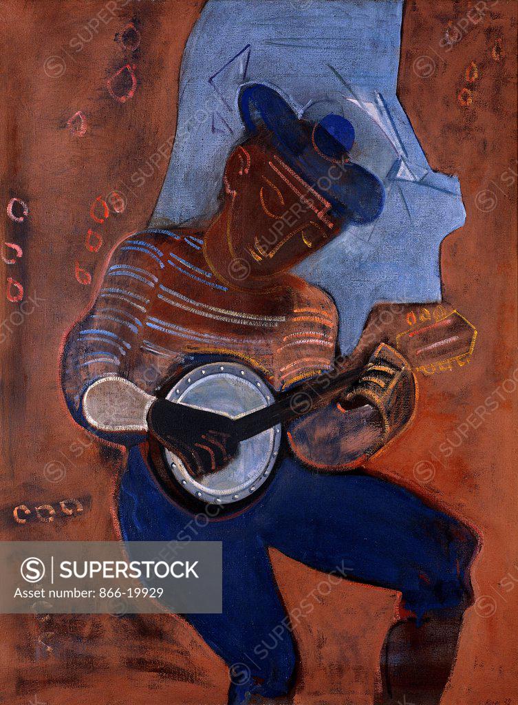 Stock Photo: 866-19929 The Marine Musician; Le Marin Musicien. Francisco Bores (1898-1972). Oil on canvas. Painted in 1937.  130 x 97cm