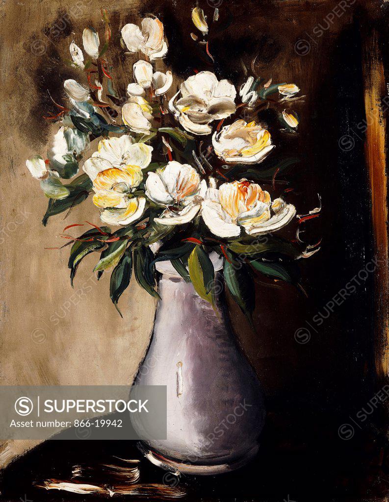 Stock Photo: 866-19942 Christmas Roses; Roses de Noel. Maurice de Vlaminck (1876-1958). Oil on canvas. Painted circa 1922. 65 x 51cm