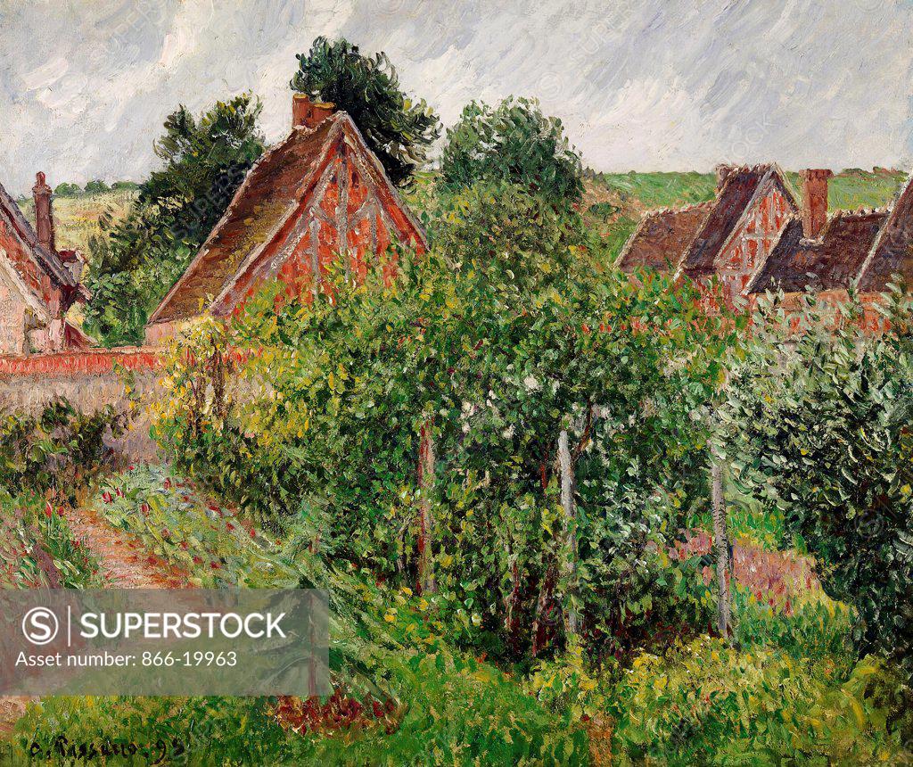 Stock Photo: 866-19963 Rain, afternoon, Eragny; Temps de Pluie, apres-midi, Eragny. Camille Pissarro (1830-1903). Oil on canvas. Signed and dated 1899. 46 x 55cm.