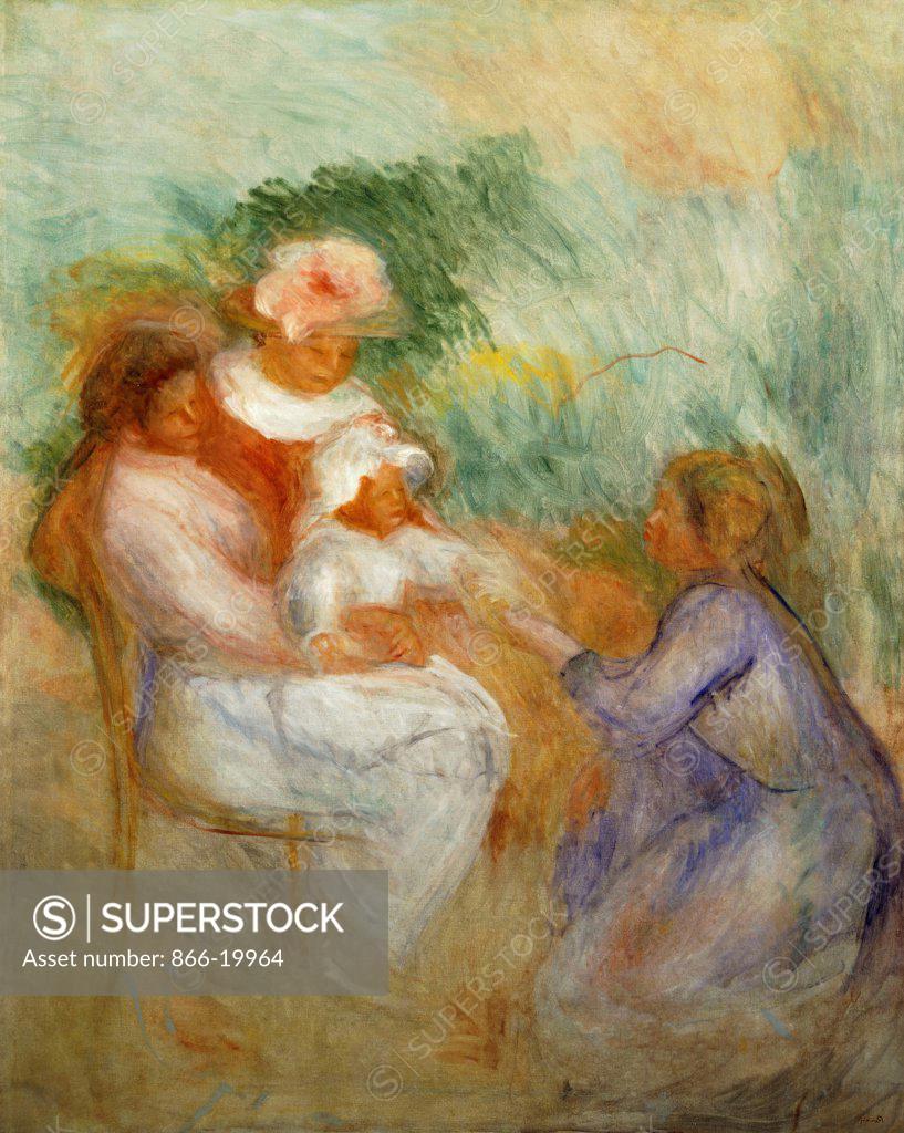 Stock Photo: 866-19964 The Family; La Famille. Pierre-Auguste Renoir (1841-1919). Oil on canvas. Painted circa 1896. 61 x 130cm.