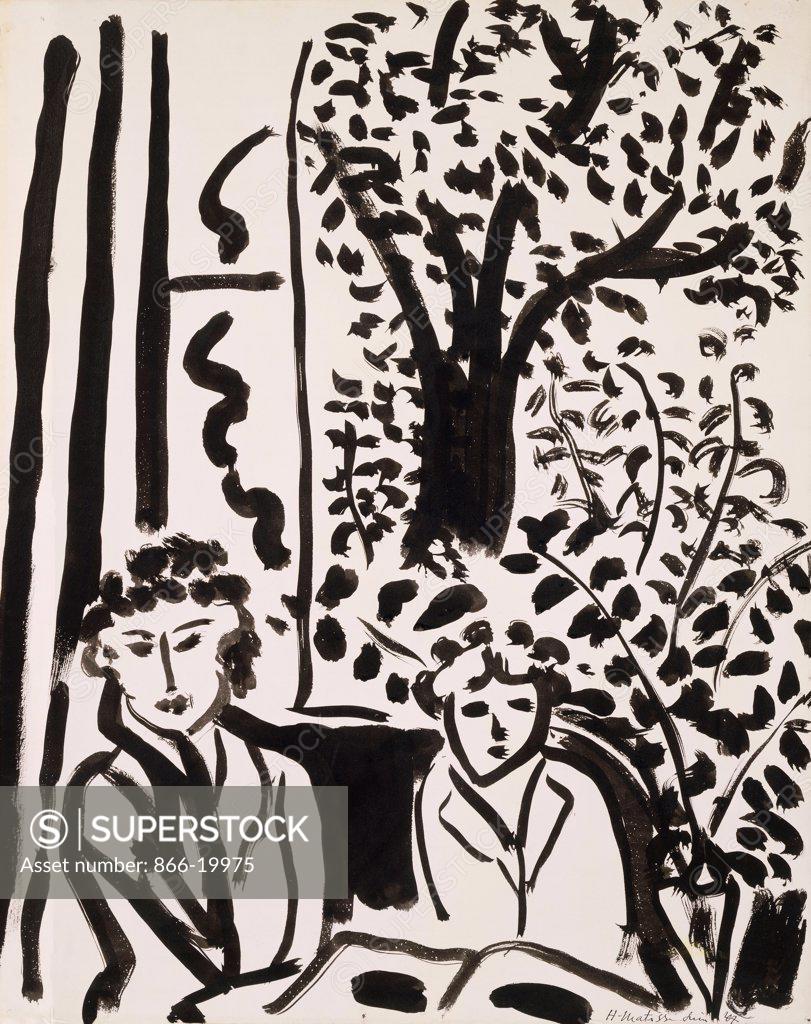 Stock Photo: 866-19975 The Silence Living in  Houses; Le Silence Habite des Maisons. Henri Matisse (1869-1954). Brush and India ink on J. Whatman paper laid down on board. Signed and dated 1947. 61.5 x 48.5cm.