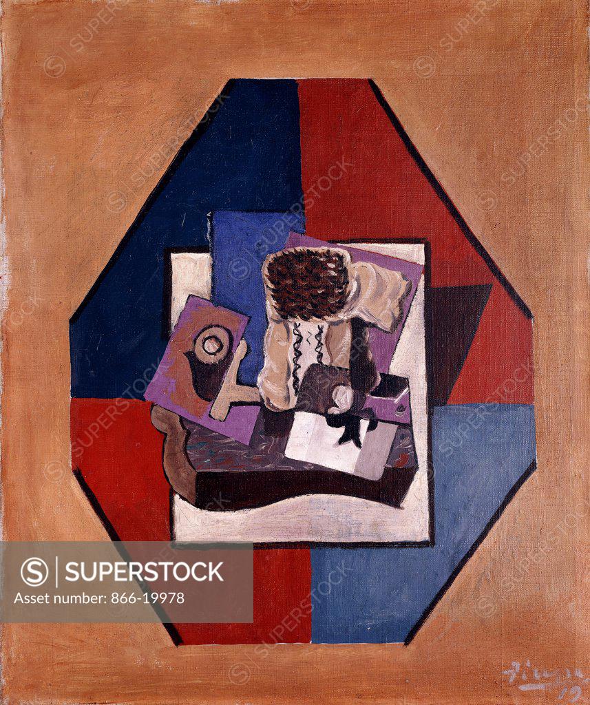Stock Photo: 866-19978 The Ace of Clubs; L'as de Trefle. Pablo Picasso (1881-1973). Oil on canvas. Signed and dated 1919. 55 x 46.5cm.