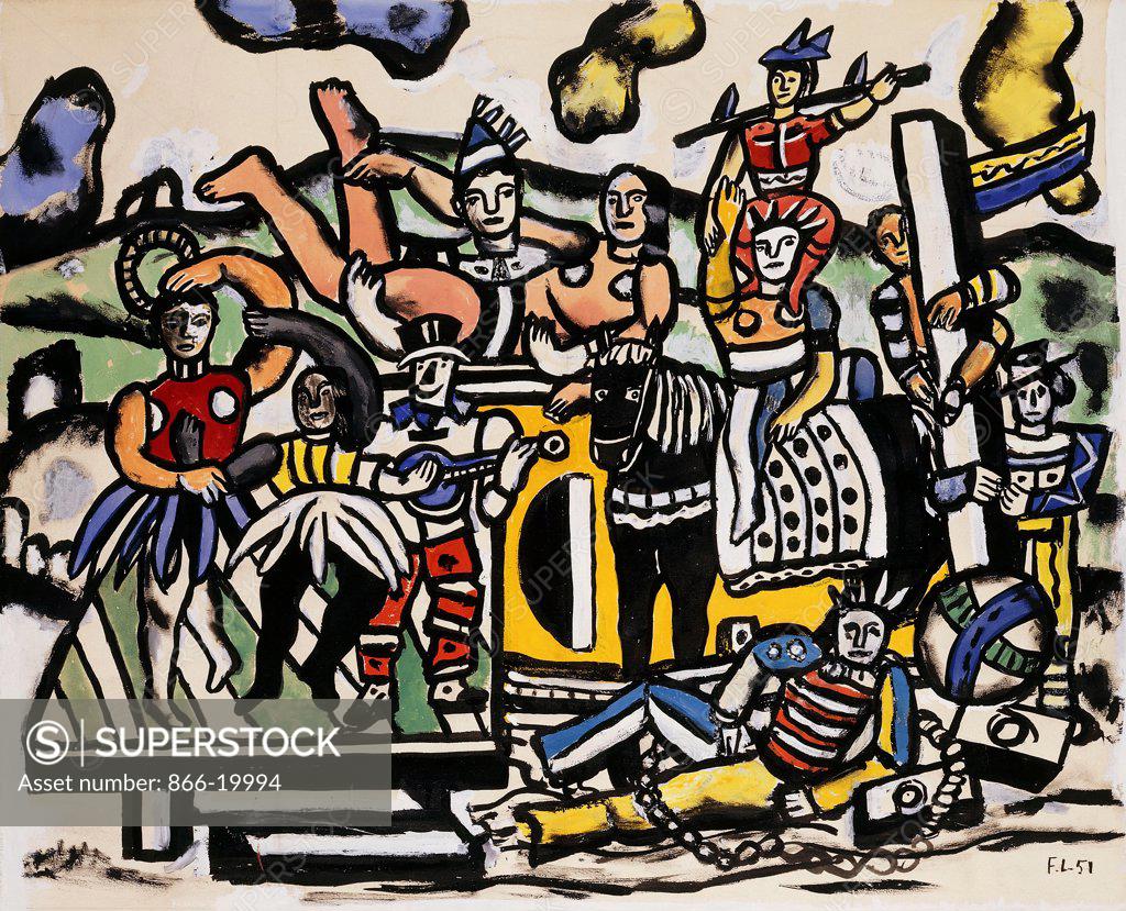 Stock Photo: 866-19994 The Big Parade; La Grande Parade. Fernand Leger (1881-1955). Gouache on paper. Signed and dated 1951. 66 x 81cm.
