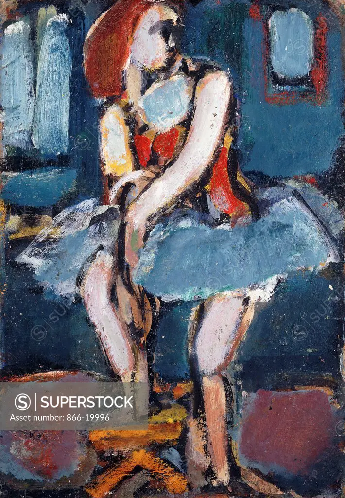 Dancer with Red Hair; Danseuse Rousse. Georges Rouault (1871-1958). Oil and gouache on thick paper laid down on canvas. 47.3 x 33cm.