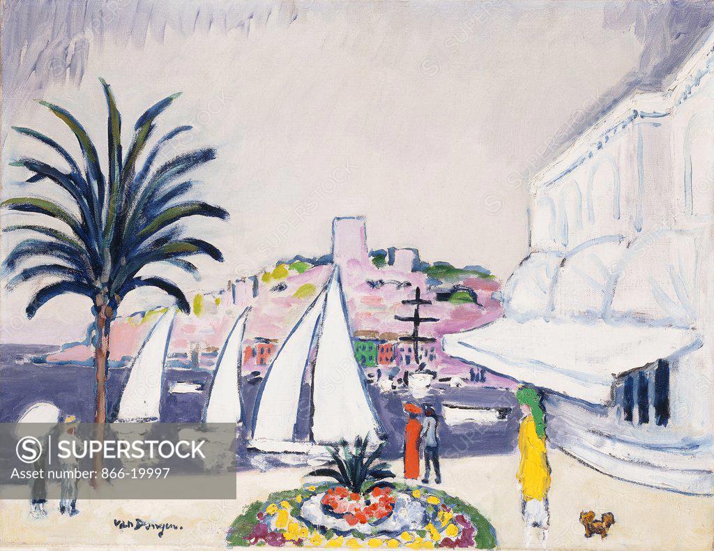 Stock Photo: 866-19997 Sailboats in the Harbour of Cannes; Voiliers dans le Port de Cannes. Kees van Dongen (1877-1968). Oil on canvas. 50 x 64.8cm.
