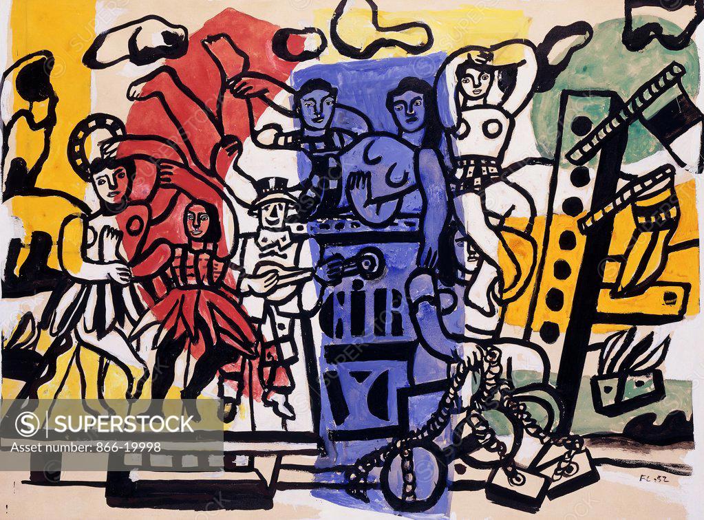 Stock Photo: 866-19998 The Big Parade; La Grande Parade. Fernand Leger (1881-1955). Gouache on paper. Signed and dated 1952. 69.7 x 92.3cm.