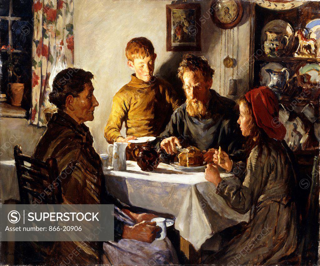 Stock Photo: 866-20906 The Saffron Cake. Stanhope Alexander Forbes (1857-1947). Oil on canvas. Painted in 1920. 76.2 x 101.6cm.
