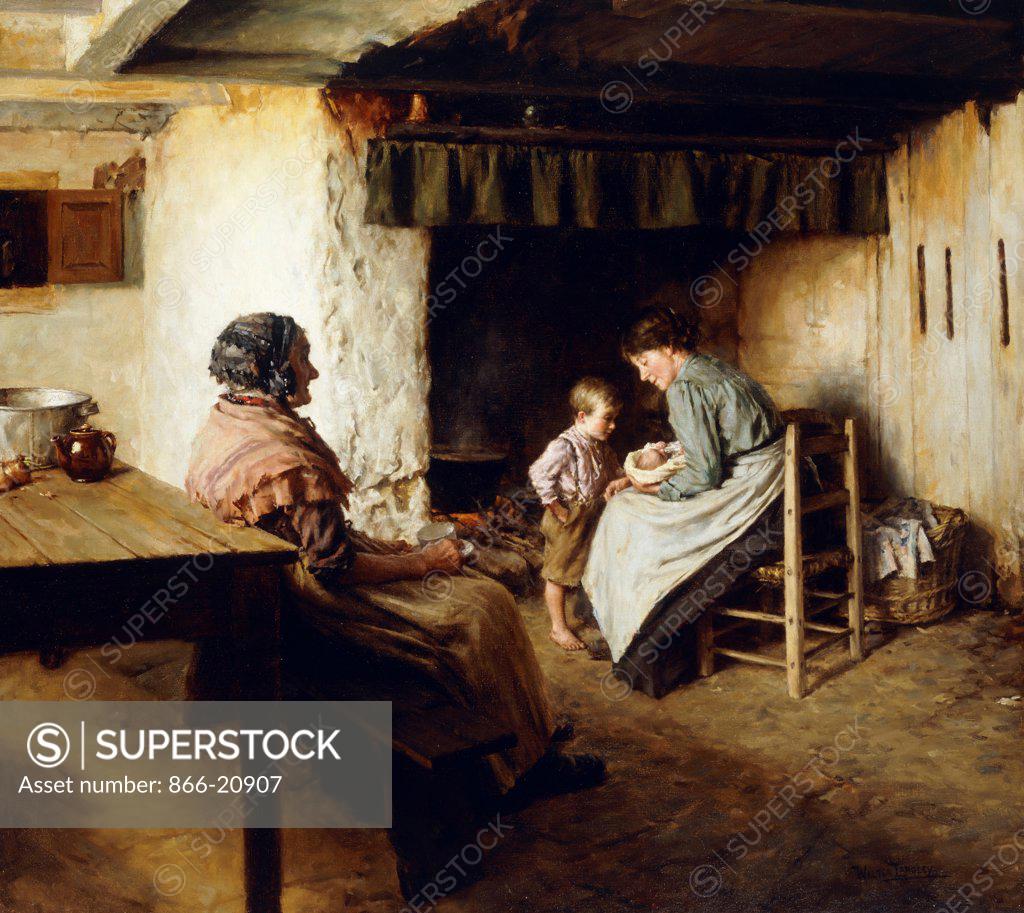 Stock Photo: 866-20907 The New Arrival. Walter Langley (1852-1922). Oil on canvas. 109.5 x 122cm.