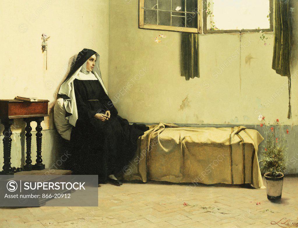 Stock Photo: 866-20912 Meditation. French School (19th Century). Oil on canvas. 76.8 x 99cm.