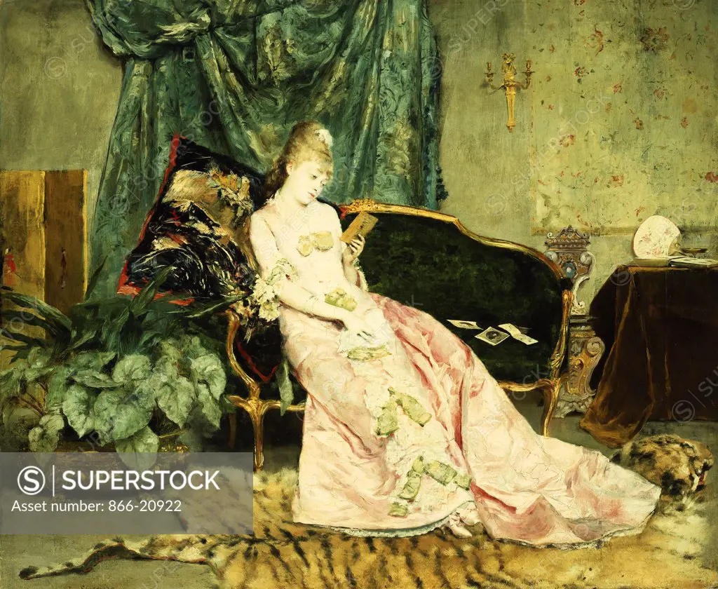 An Elegant Lady. Rogelio Egusquiza (1845-1915). Oil on canvas. 46.3 x 55.8cm.