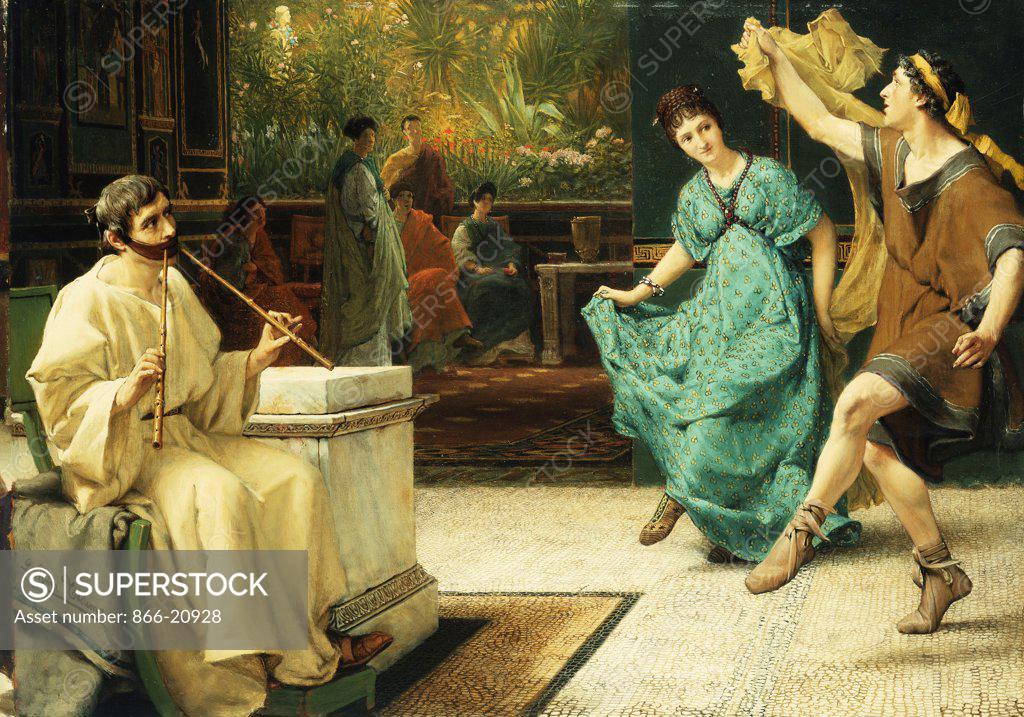 Stock Photo: 866-20928 The Roman Dance. Sir Lawrence Alma-Tadema (1836-1912). Oil on panel. 41.3 x 58.1cm.