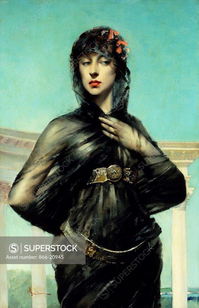Stock Photo: 866-20945 The Black Veil. Giovanni  Boldini (1842-1931). Oil on canvas. 93.5 x 61.5cm.