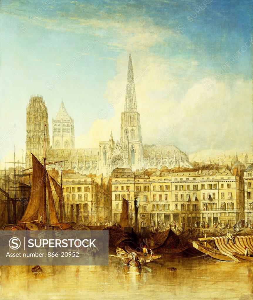 Stock Photo: 866-20952 The Quay at Rouen. J. Henshall. Oil on canvas. Painted in 1853. 96.5 x 81.2cm.