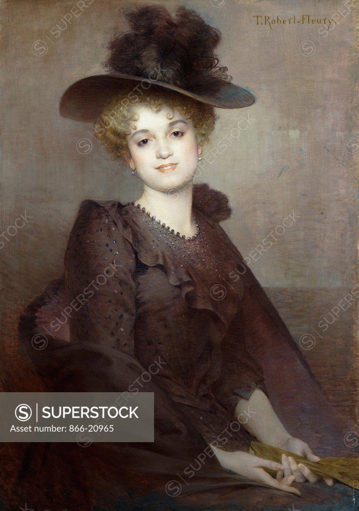 Stock Photo: 866-20965 Portrait of a Seated Woman. Tony Robert-Fleury (1837-1912). Oil on canvas. 93 x 67cm.