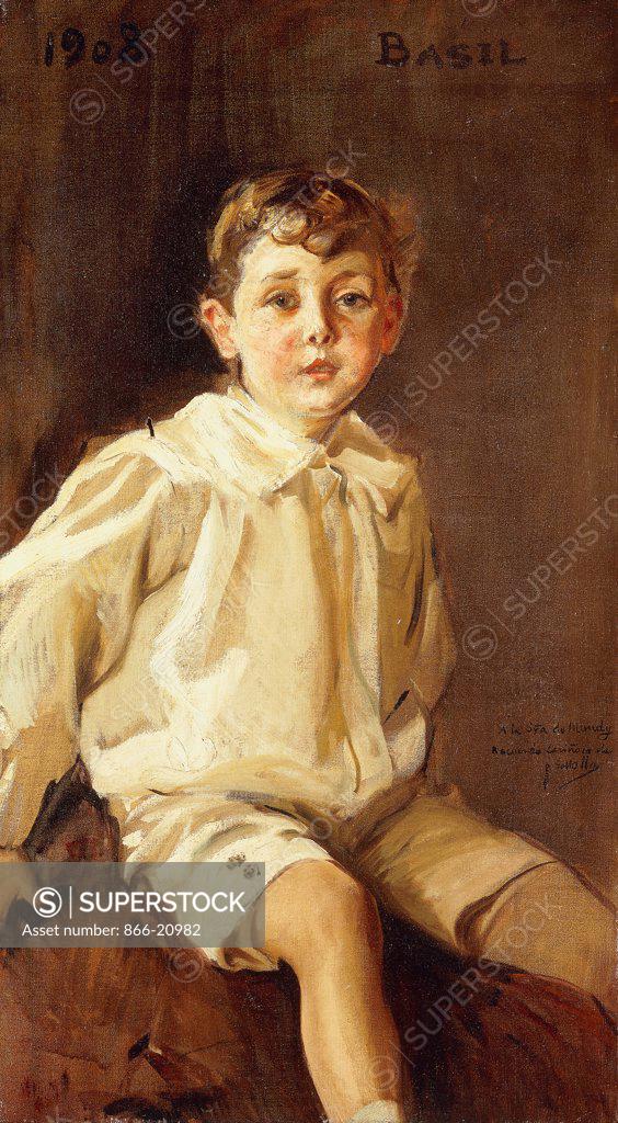 Stock Photo: 866-20982 A Portrait of Basil Mundy. Joaquin Sorolla Y Bastida (1863-1923). Oil on canvas. Painted in 1908. 100 x 55cm.
