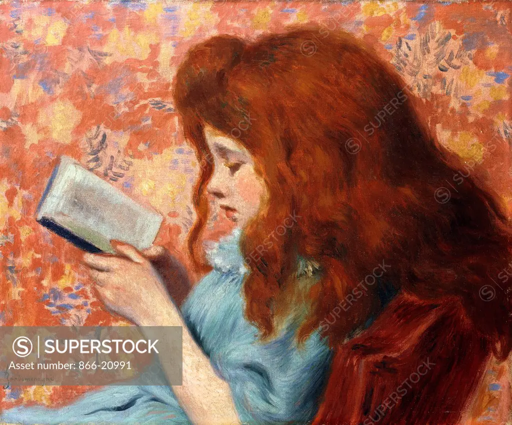 Young Girl Reading. Federigo Zandomeneghi (1841-1917). Oil on canvas. 38.8 x 46.3cm.