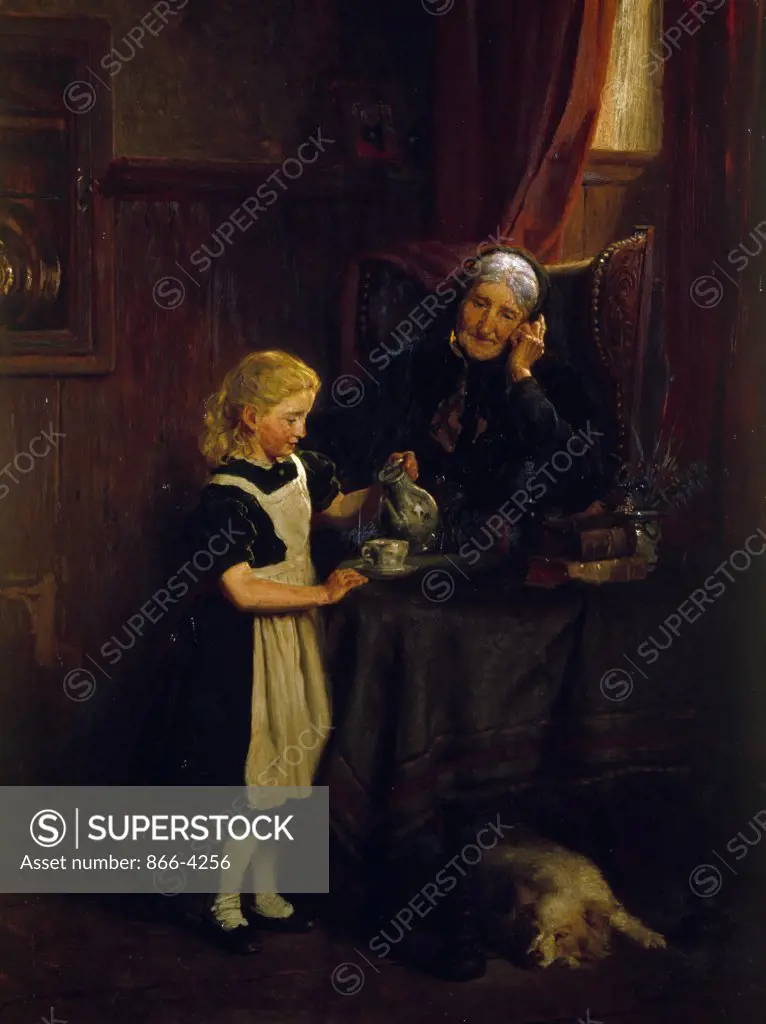 Tea for Granny, by Felix Schlesinger, oil on canvas, (1833-1910), England, London, Christie's Images