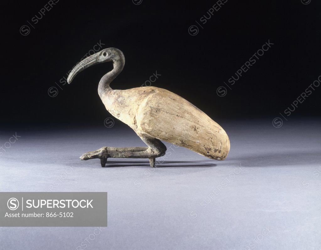 Stock Photo: 866-5102 Gesso-Painted Wooden And Bronze Ibis, A C. 6000-3000 Bc C. 6000-3000 BC Artist Unknown Christie's Images, London, England 