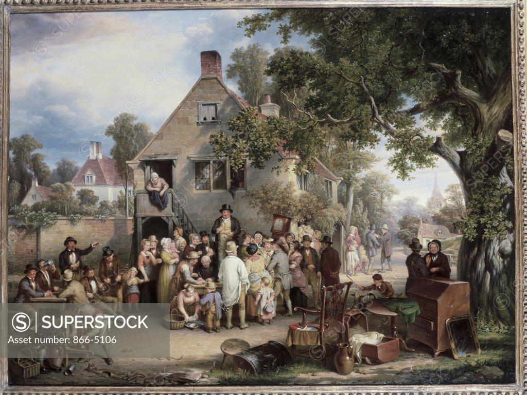 Stock Photo: 866-5106 A Village Auction S.D.1853 Edwin Cockburn (19th C./British) Oil On Canvas Christie's Images, London, England