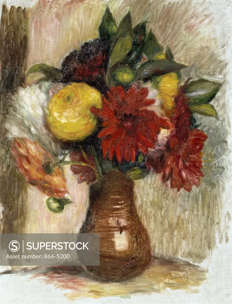 Bouquet De Fleurs Au Pichet De Terre  Renoir, Pierre Auguste(1841-1919 French) Oil On Canvas Christie's Images, London, England 
