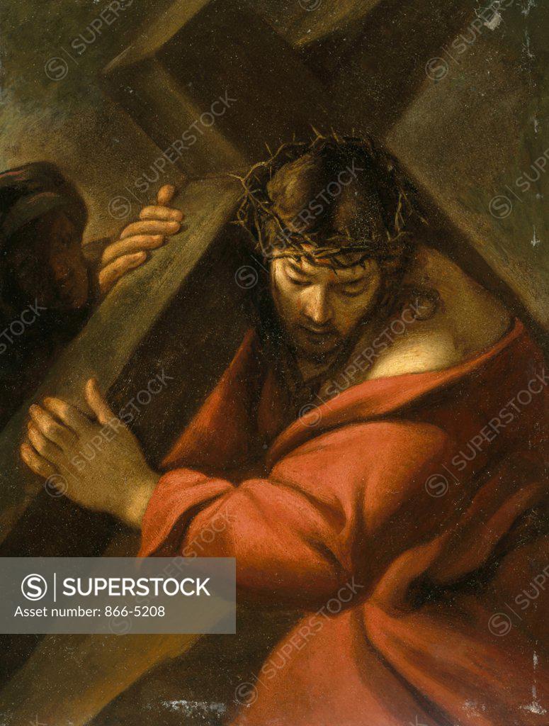 Stock Photo: 866-5208 Christ On The Road To Calvary  Badalocchio, Sisto(1581-1647 Italian) Oil On Copper Christie's Images, London, England 