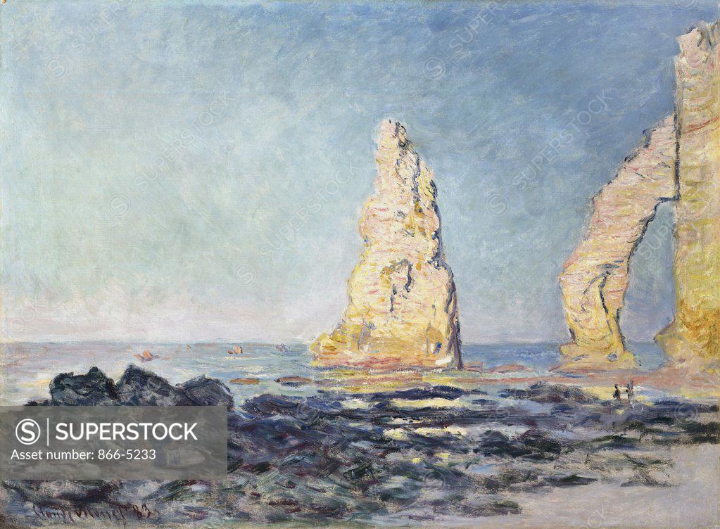 Stock Photo: 866-5233 Aiguille D'etretat, Maree Basse  1883 Monet, Claude(1840-1926 French) Oil On Canvas Christie's Images, London, England 