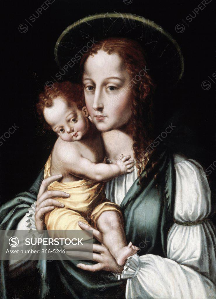 Stock Photo: 866-5246 The Virgin And Child  Morales, Luis de(ca.1509-ca.1586 Spanish) Oil On Panel Christie's Images, London, England 