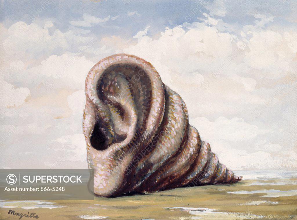 Stock Photo: 866-5248 Untitled (Shell In The Form Of An Ear) 1956 Magritte, Rene(1898-1967 Belgian) Gouache On Paper Christie's Images, London, England 