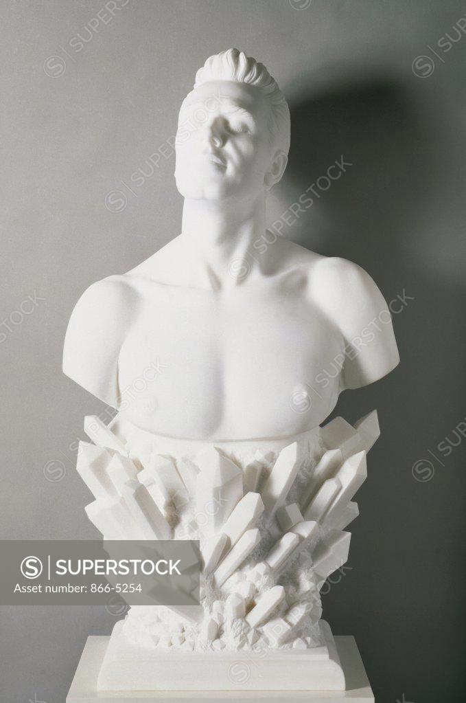 Stock Photo: 866-5254 Self-Portrait White Marble In Two Parts 1991 Koons, Jeff (b. 1945-) American Marble Christie's Images, London, England 