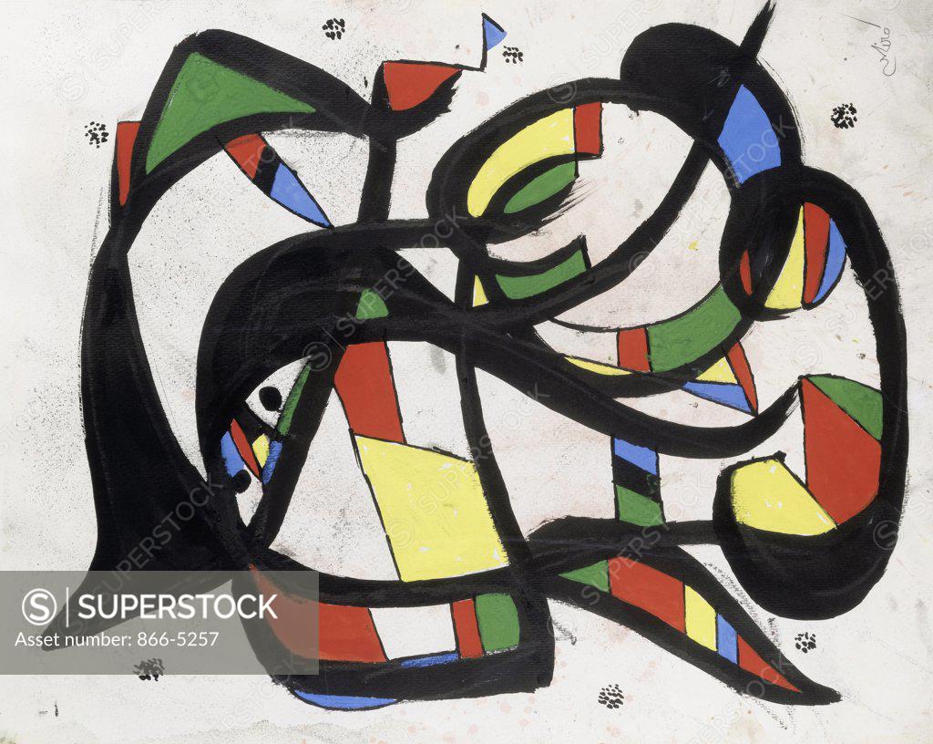 Stock Photo: 866-5257 Personnage 1980 Joan Miro (1893-1983 Spanish) Watercolor, Pencil, Gouach Christie's Images, London, England