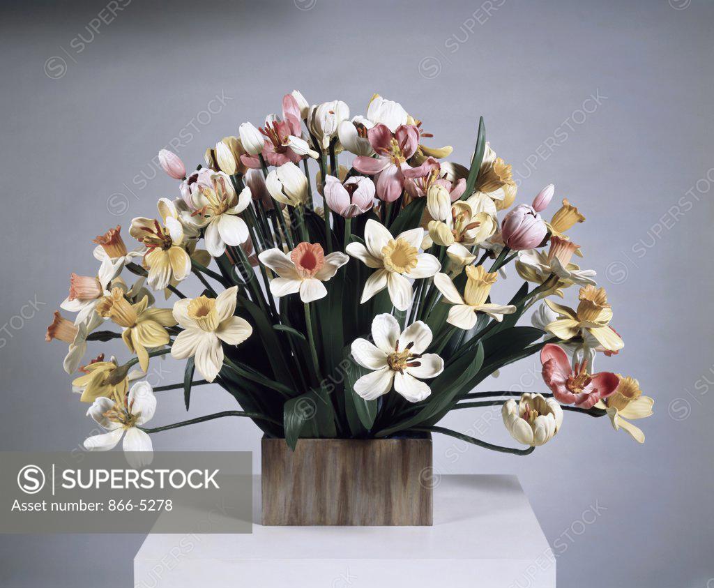 Stock Photo: 866-5278 Small Vase Of Flowers 1991 Jeff Koons(b.1945-)American Polychromed Wood Christie's Images, London, England