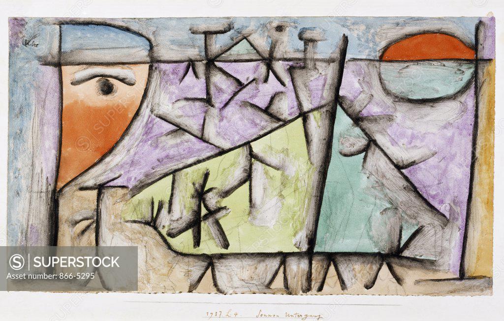 Stock Photo: 866-5295 Sonnen Untergang 1937 Paul Klee (1879-1940 Swiss) Watercolor & Charcoal Christie's Images, London, England