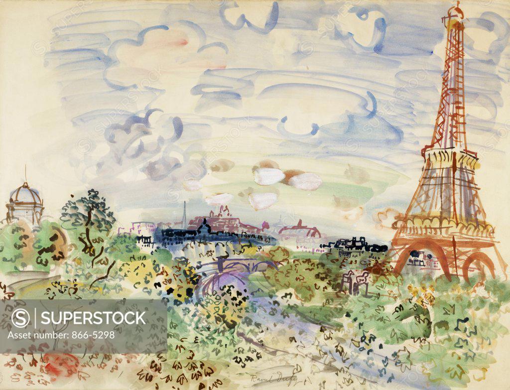 Stock Photo: 866-5298 La Tour Eiffel 1935 Raoul Dufy (1877-1953 French) Watercolor On Paper Christie's Images, London, England