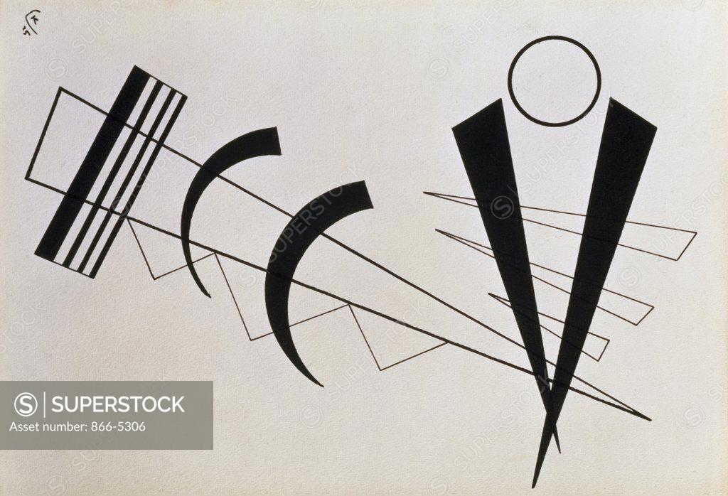 Stock Photo: 866-5306 Betonte Gewichte In Schwarz/Weiss 1925 Vasily Kandinsky (1866-1944 Russian) Pen, Brush and India Ink on Paper Christie's Images, London, England