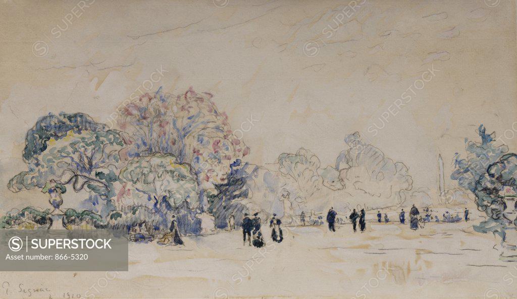 Stock Photo: 866-5320 Le Jardin Des Tuilleries, Paris  1910 Signac, Paul(1863-1935 French) Wat&Pencil On Paper Christie's Images, London, England 