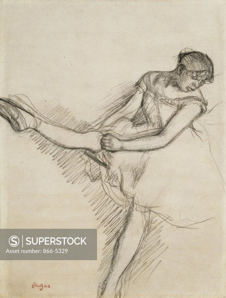 Stock Photo: 866-5329 Danseuse Assise, Reajustant Son Bas  1880 Degas, Edgar(1834-1917 French) Pencil On Paper Christie's Images, London, England 