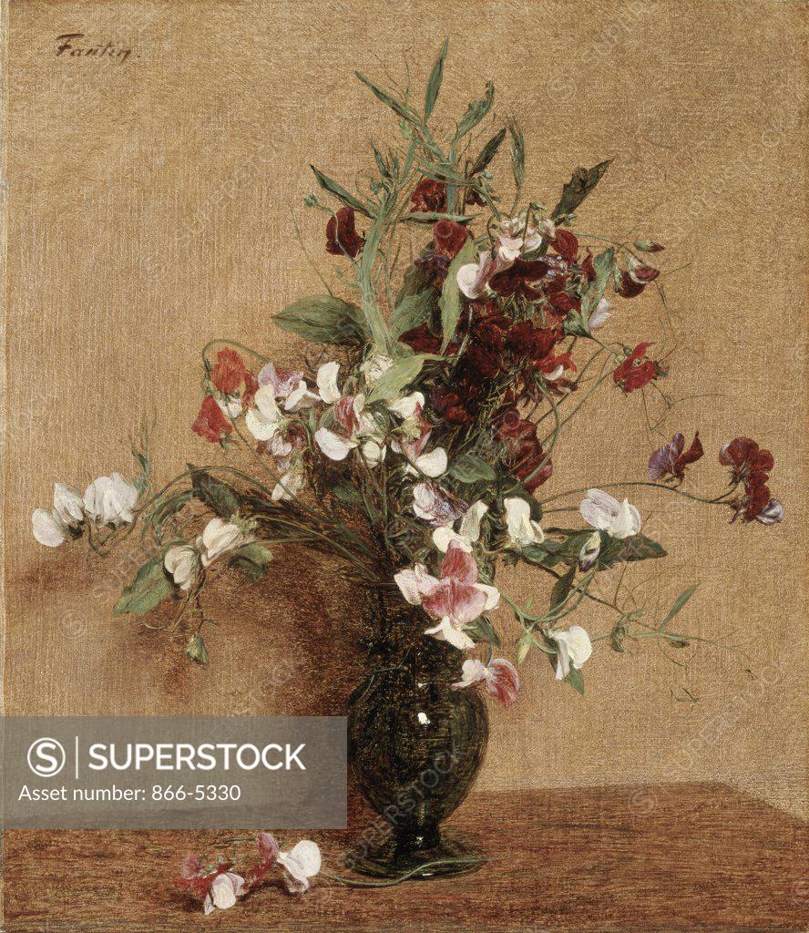 Stock Photo: 866-5330 Pois De Senteur 1888 Henri Fantin-Latour (1836-1904 French) Oil On Canvas Christie's Images, London, England