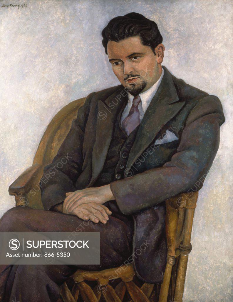 Stock Photo: 866-5350 Retrato del Poeta Lalane Portrait of the Poet Lalane 1936 Diego Rivera (1886-1957 Mexican) Oil on canvas