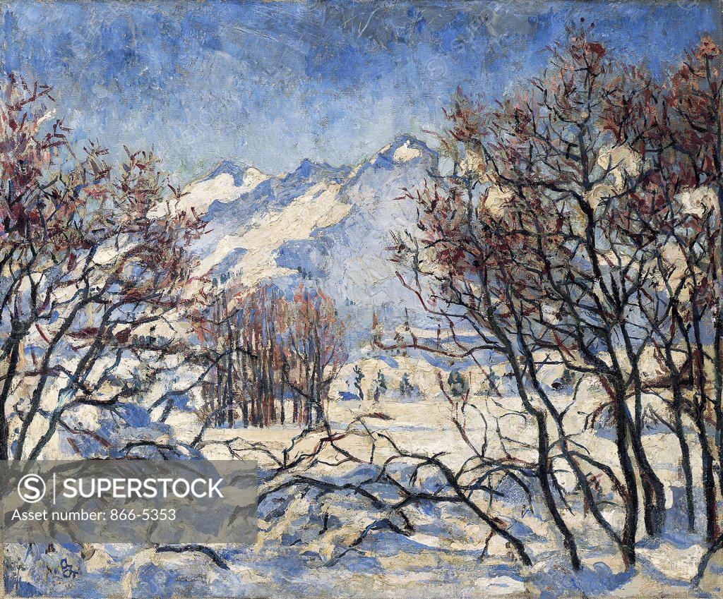 Stock Photo: 866-5353 Winterlandscaft im Engadin 1925 Giovanni Giacometti (1868-1933 Swiss) Oil on canvas