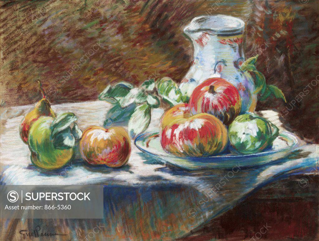 Stock Photo: 866-5360 Nature Morte Aux Fruits c.1900 Armand Guillaumin (1841-1927 French) Pastel on paper