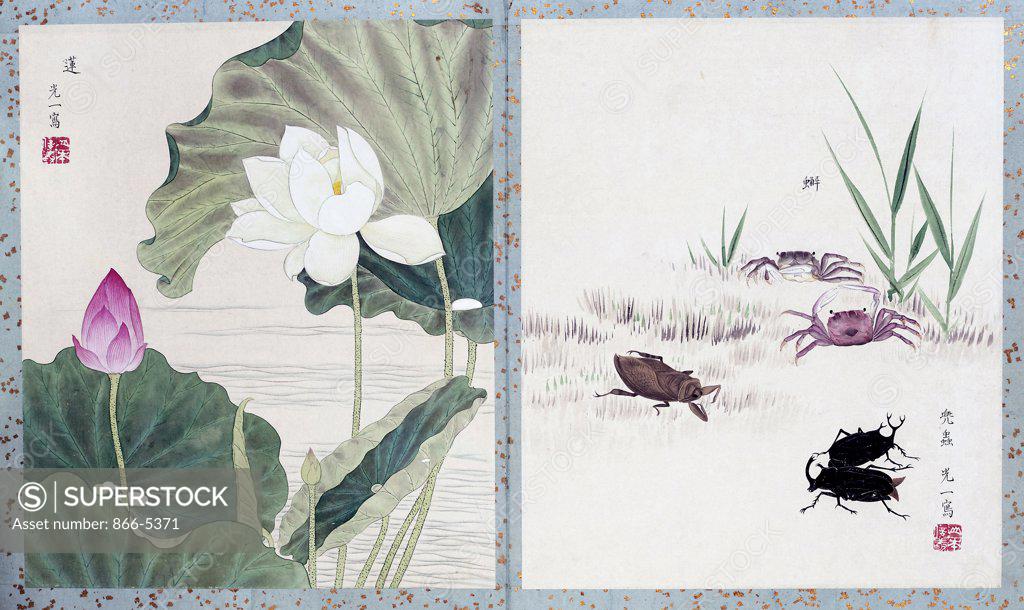 Stock Photo: 866-5371 An Album of Watercolours Meiji Period(Late 19th century) Japanese Art 