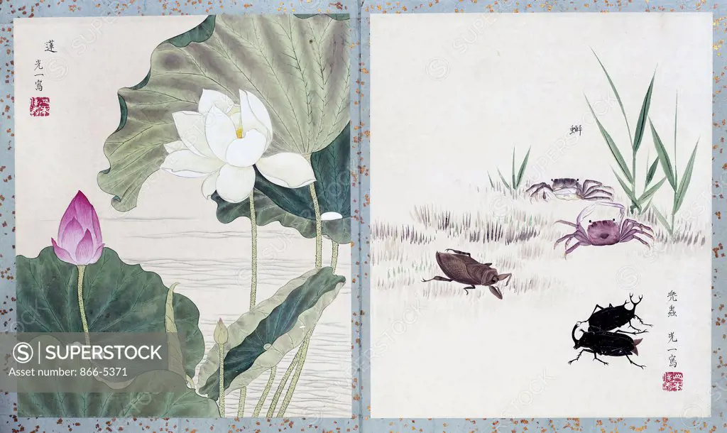 An Album of Watercolours Meiji Period(Late 19th century) Japanese Art 