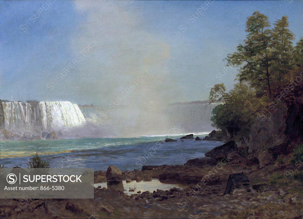 Stock Photo: 866-5380 Niagara Falls Albert Bierstadt (1830-1902 American) Oil on paper canvas