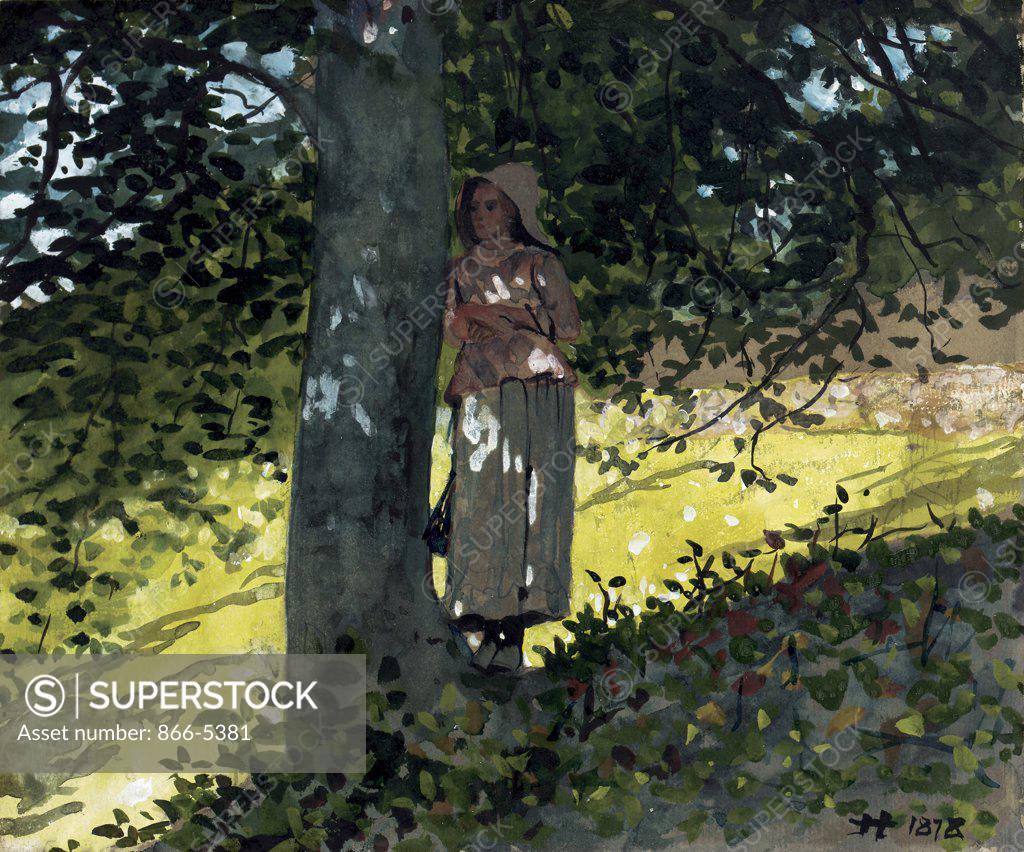 Stock Photo: 866-5381 A Shady Spot, Houghton Farm 1878 Winslow Homer (1836-1910 American) Watercolor on paper