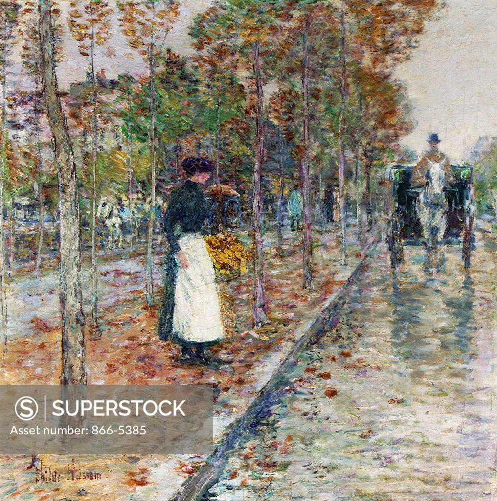 Stock Photo: 866-5385 Autumn Boulevard, Paris Frederick Childe Hassam (1859-1935 American) Oil on canvas