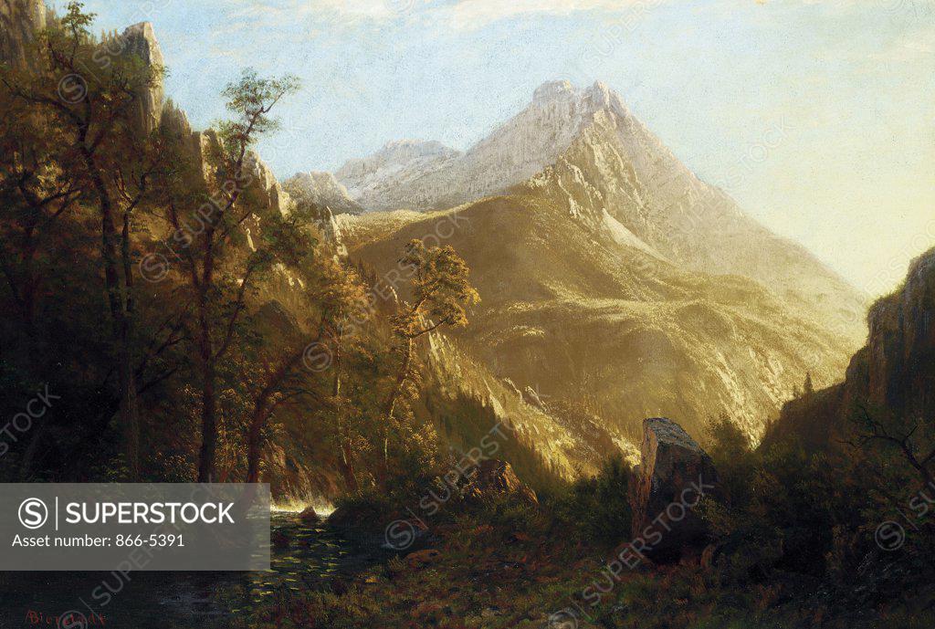 Stock Photo: 866-5391 Wasatch Mountains Albert Bierstadt (1830-1902 American) Oil on canvas