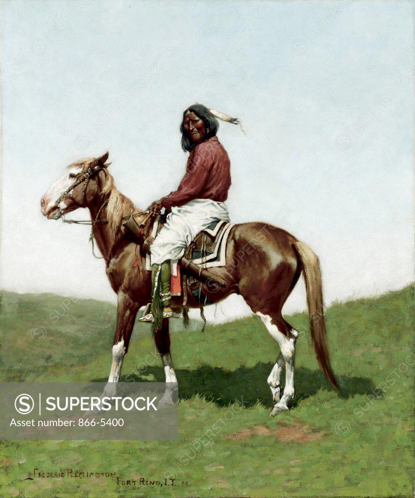 Stock Photo: 866-5400 Comanche Brave, Fort Reno, Indian Territory Frederic Remington (1861-1909 American) Oil on canvas