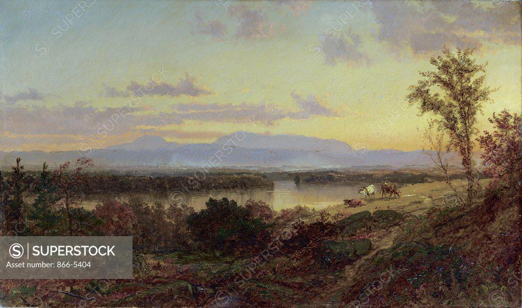 Stock Photo: 866-5404 Autumn Landscape 1877 Jasper Francis Cropsey (1823-1900 American) Oil on canvas